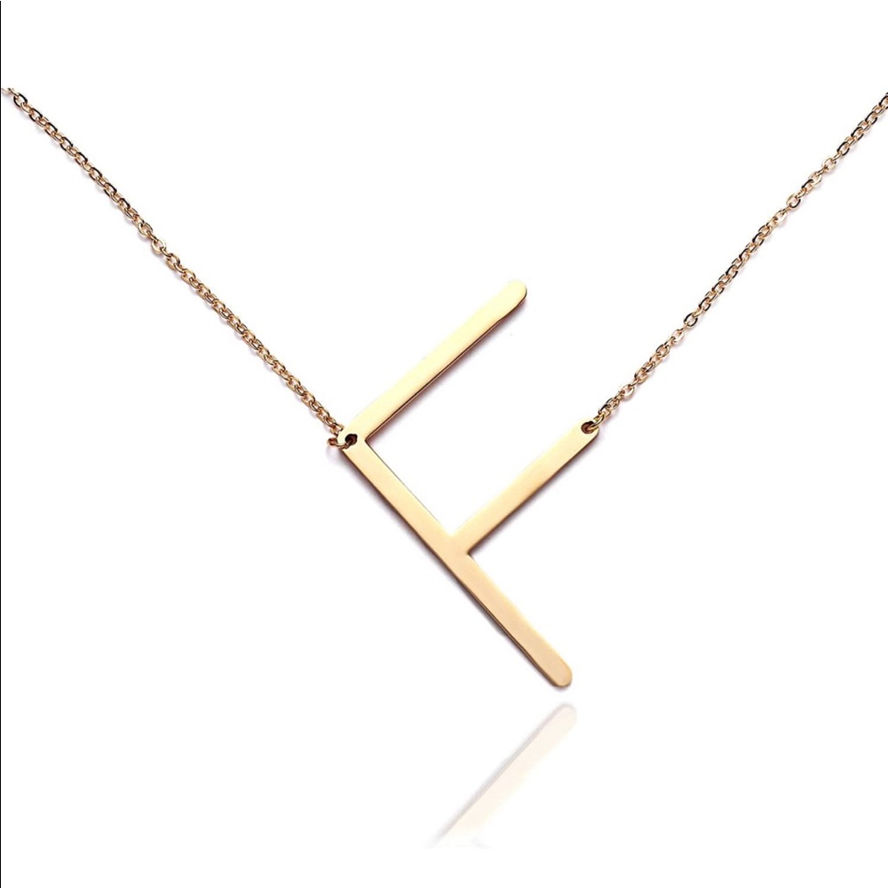 Brass ‘F’ Initial Necklace - Picture 2 of 4